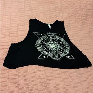 Ocasion Black Sun and Moon Graphic Tank Top